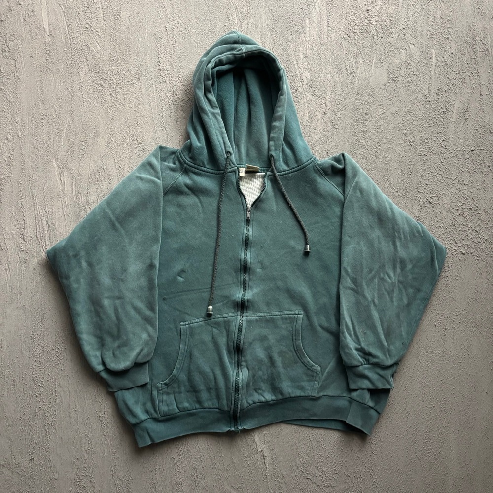 Vintage Thermal Lined Full Zip Hoodie Mens XL Green 90s Lake N Trail